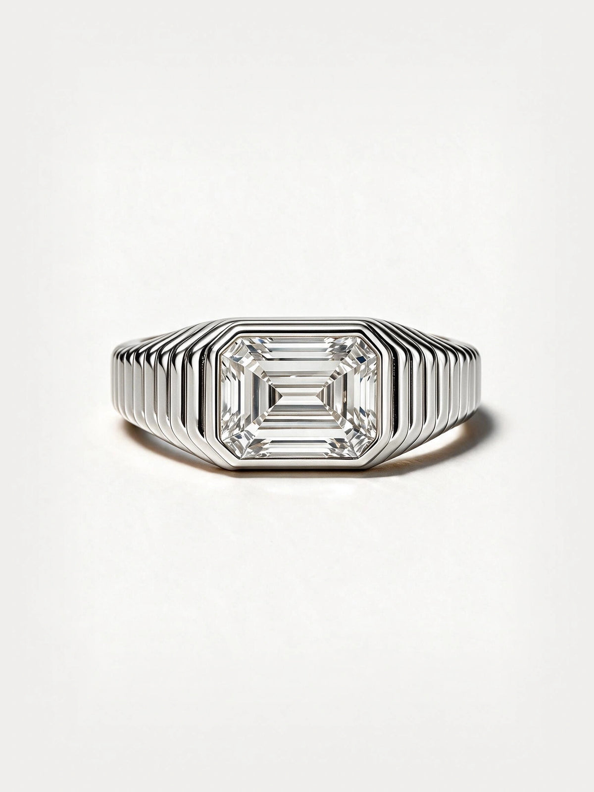 East-West Emerald Cut Diamond Ring