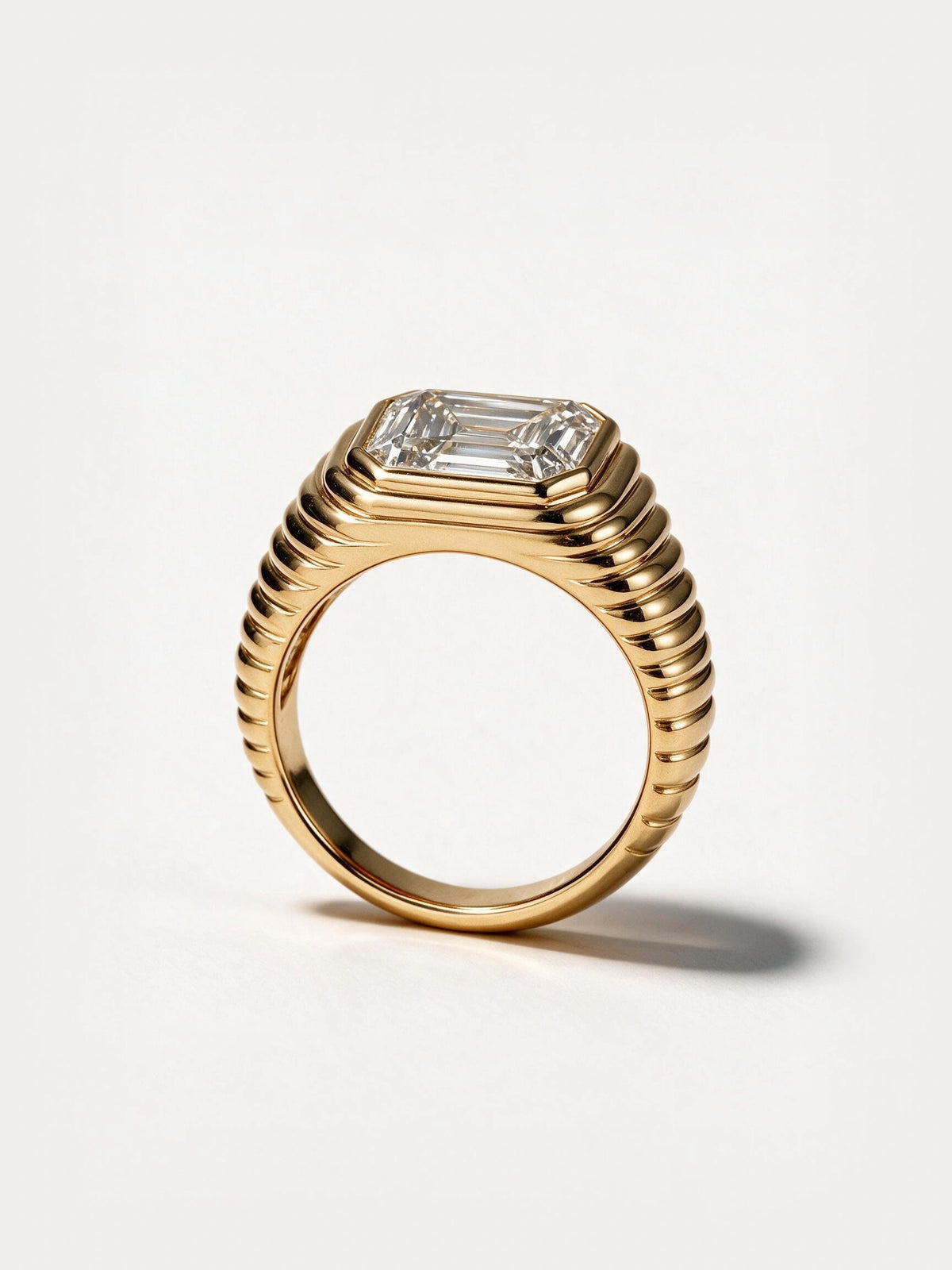 East-West Emerald Cut Diamond Ring