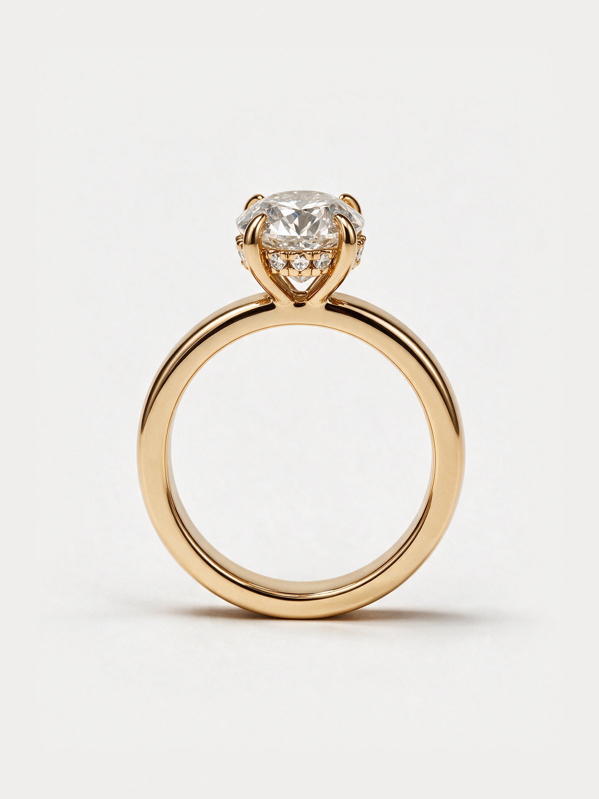 Solitaire Hidden Halo Engagement Ring Oval