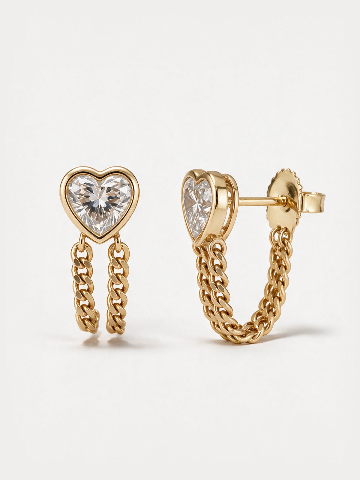 Heart Chain Drop Earrings
