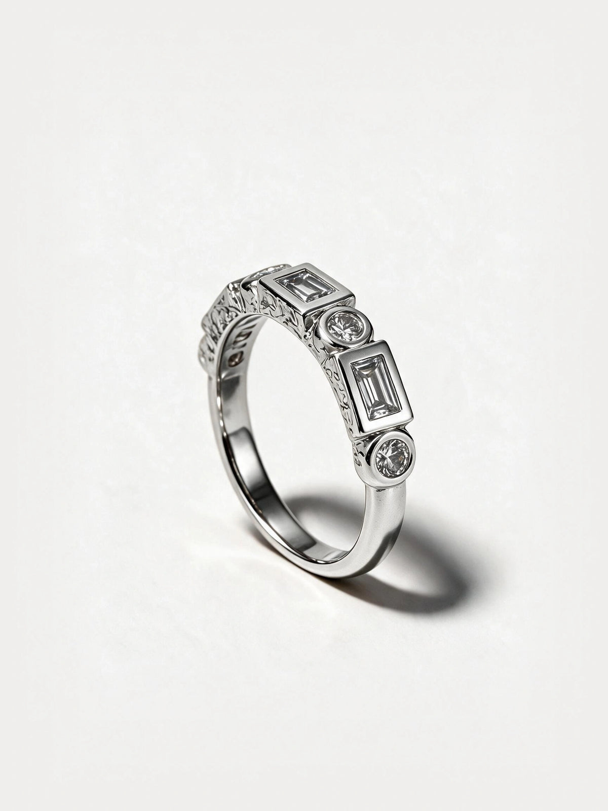 Baguette & Round Diamond Band