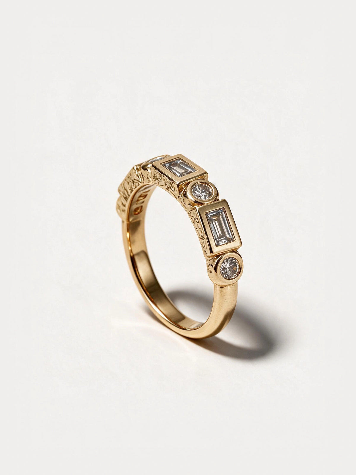 Baguette & Round Diamond Band