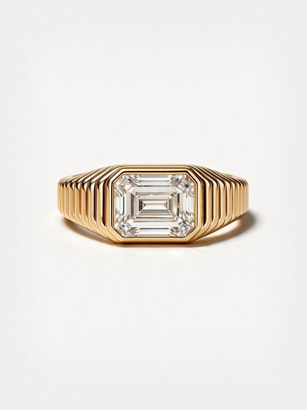East-West Emerald Cut Diamond Ring