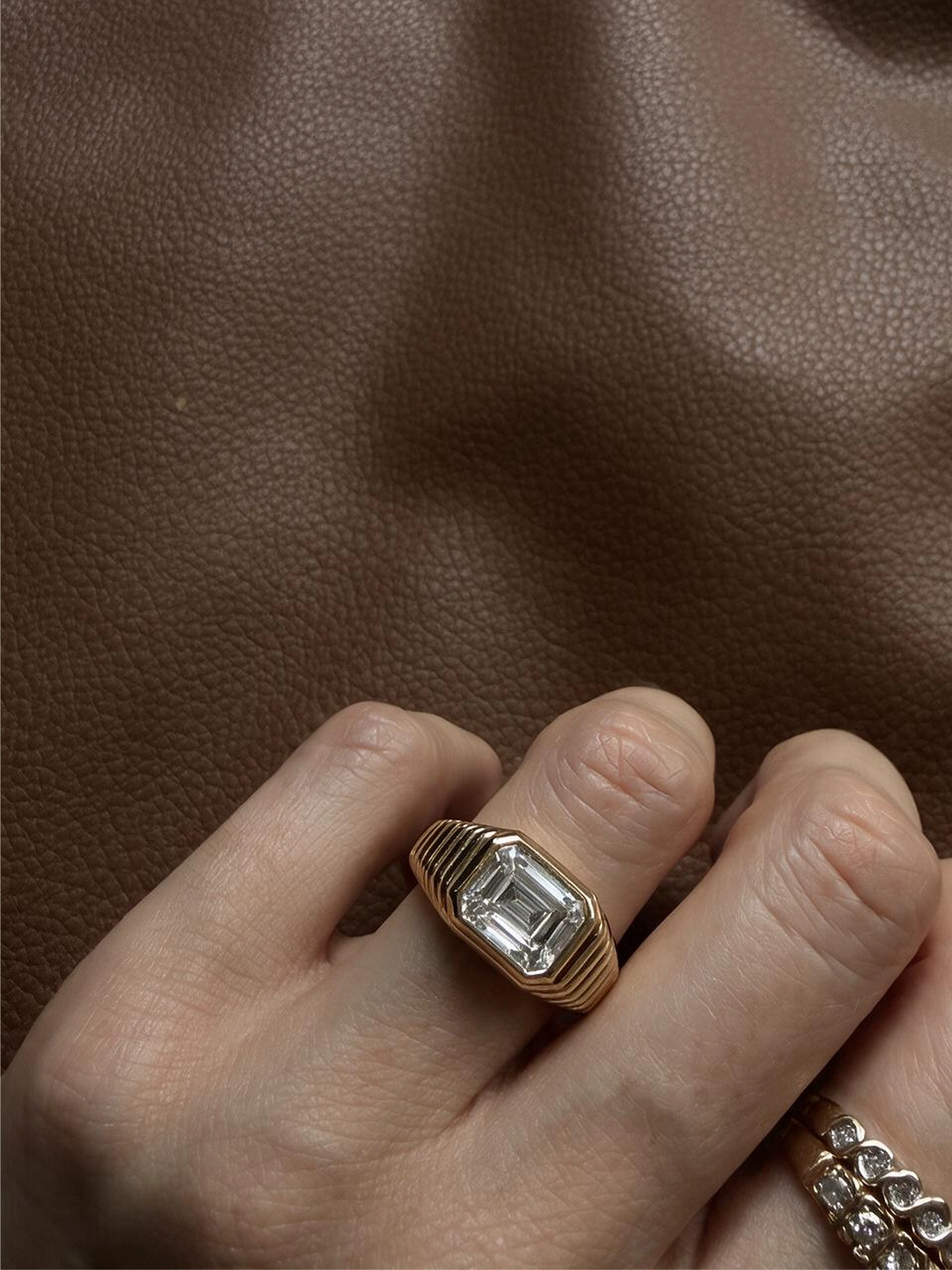 East-West Emerald Cut Diamond Ring