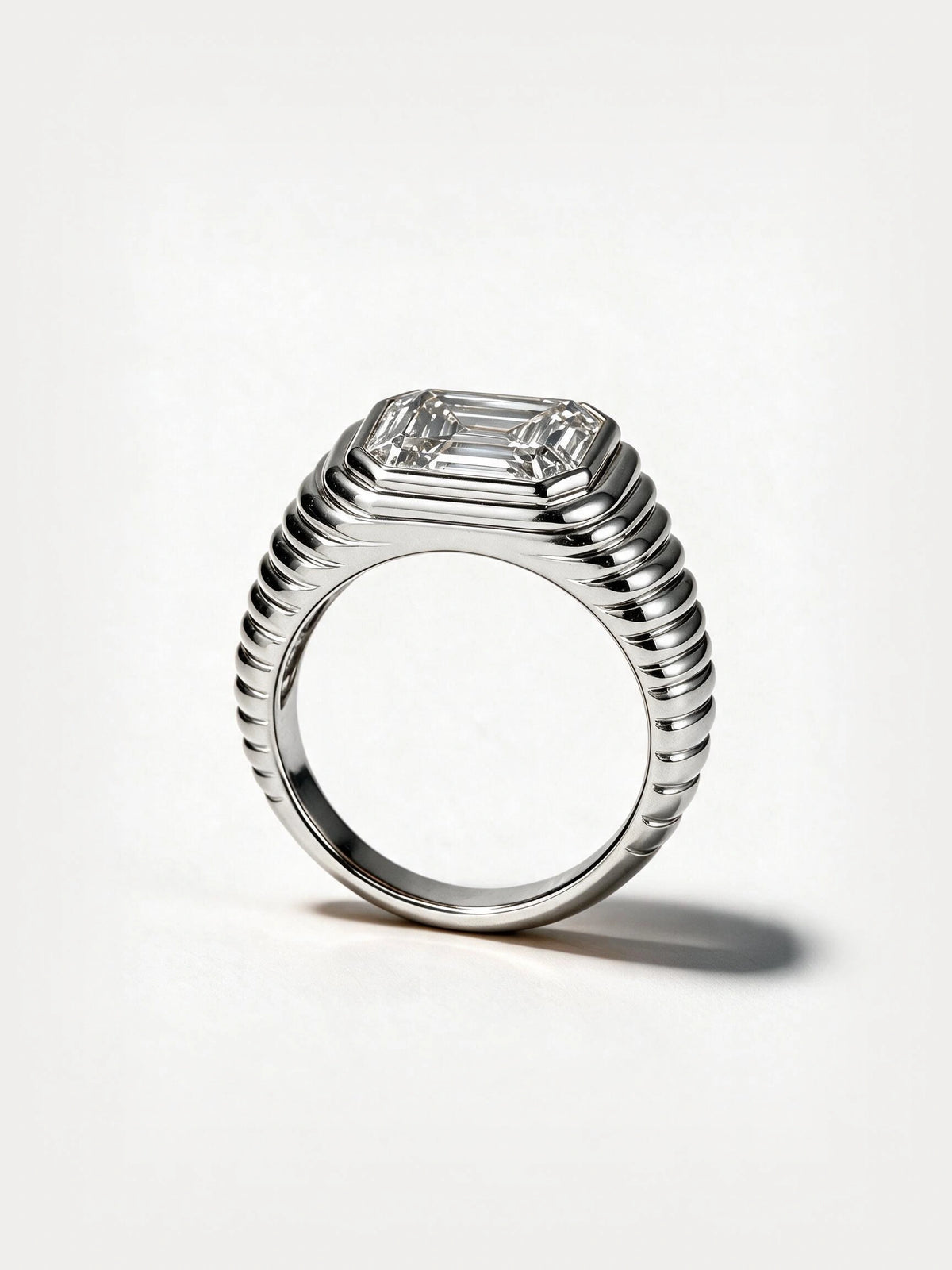 East-West Emerald Cut Diamond Ring