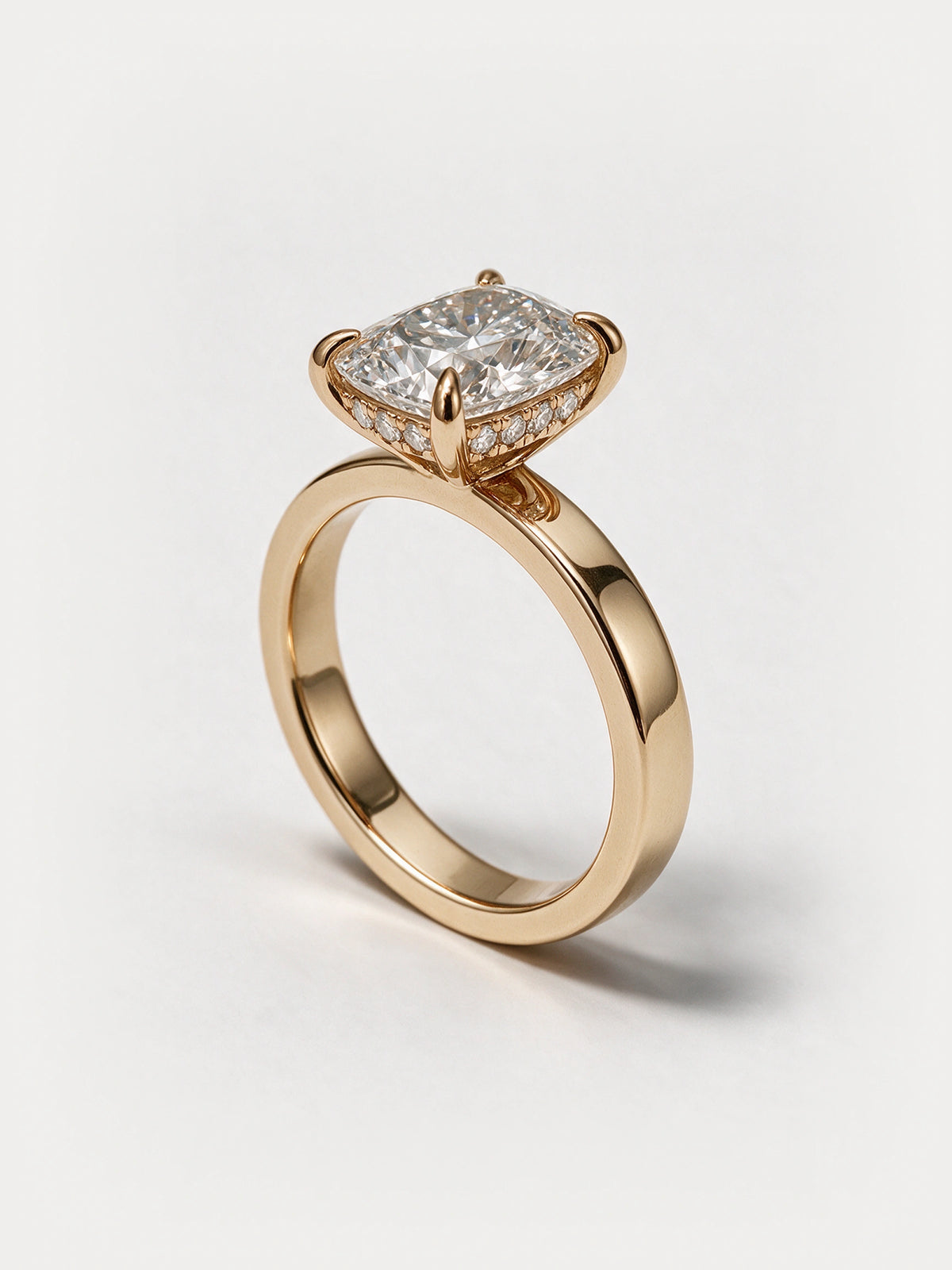 Solitaire Hidden Halo Engagement Ring Cushion