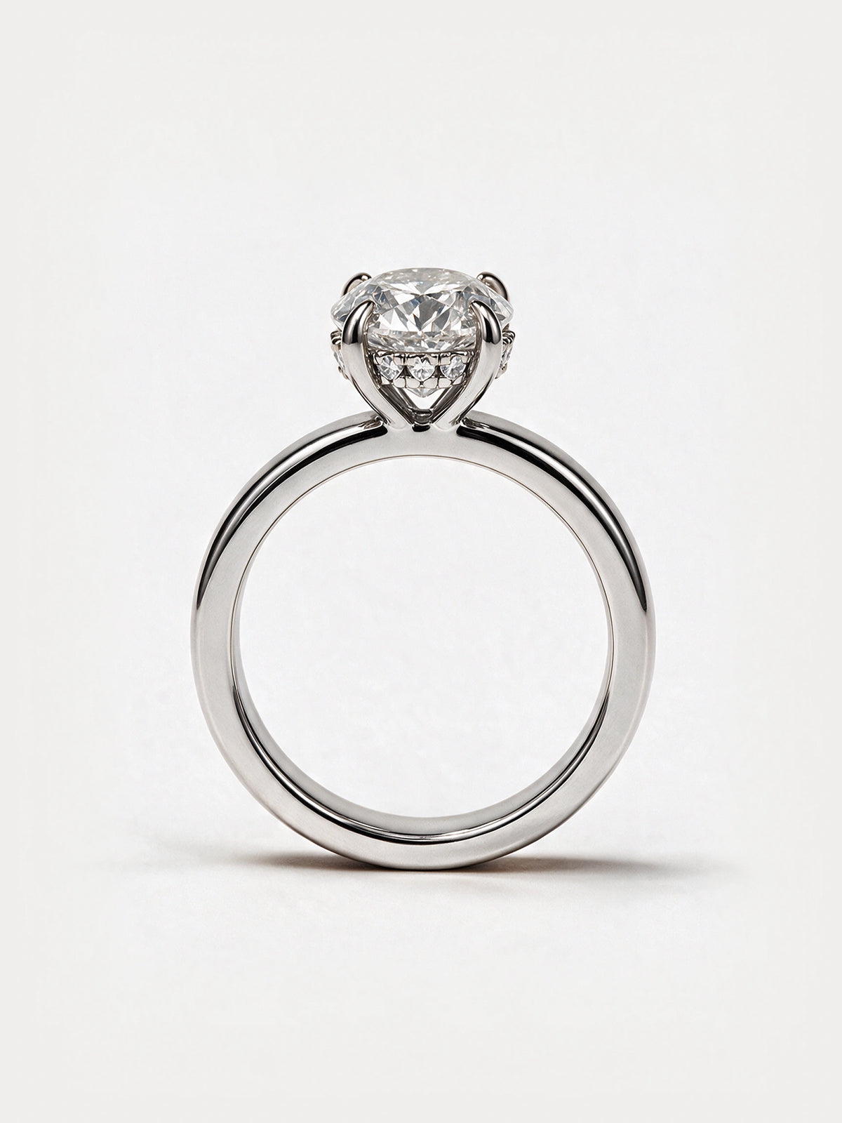 Solitaire Hidden Halo Engagement Ring Oval