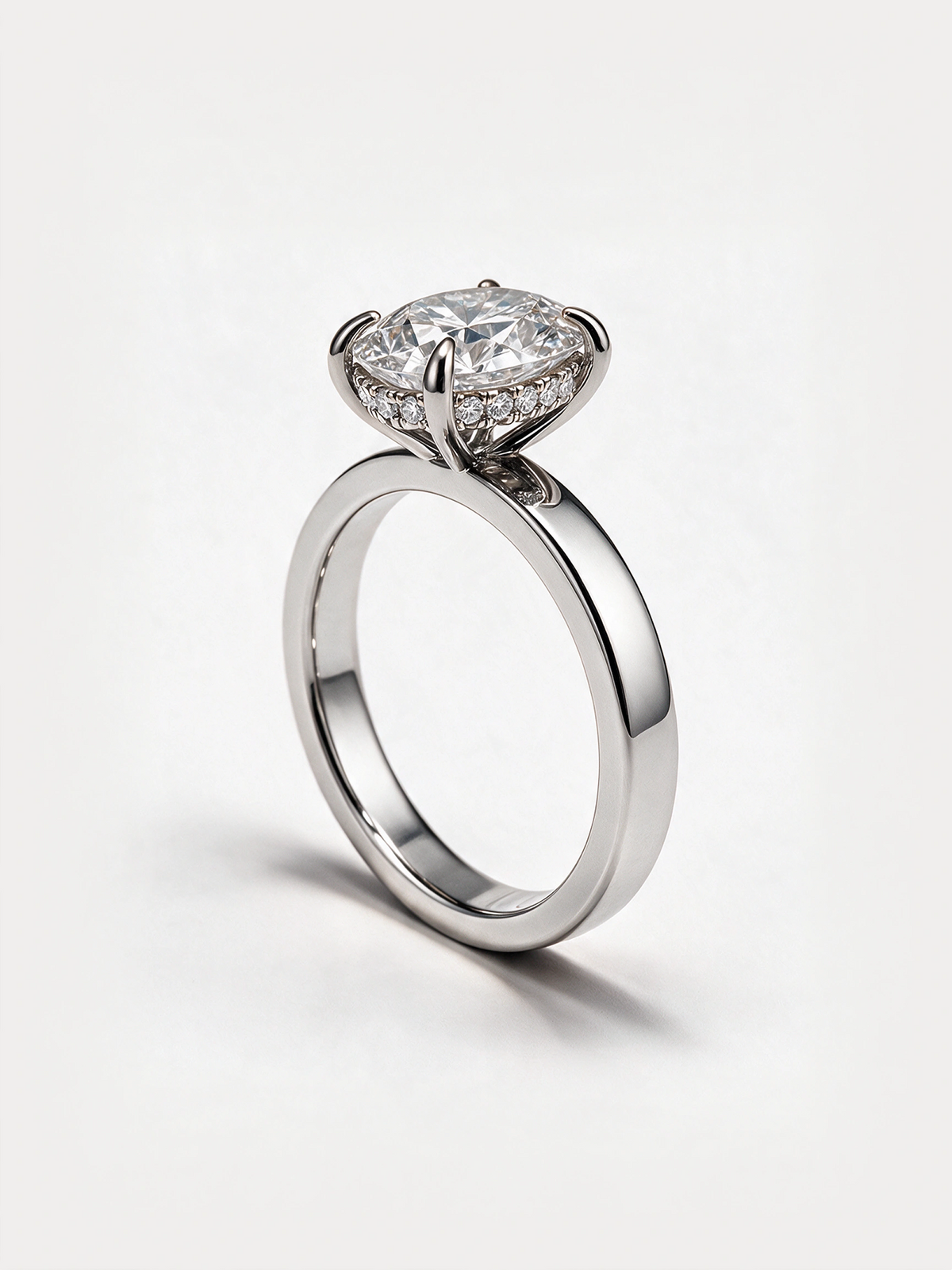 Solitaire Hidden Halo Engagement Ring Oval