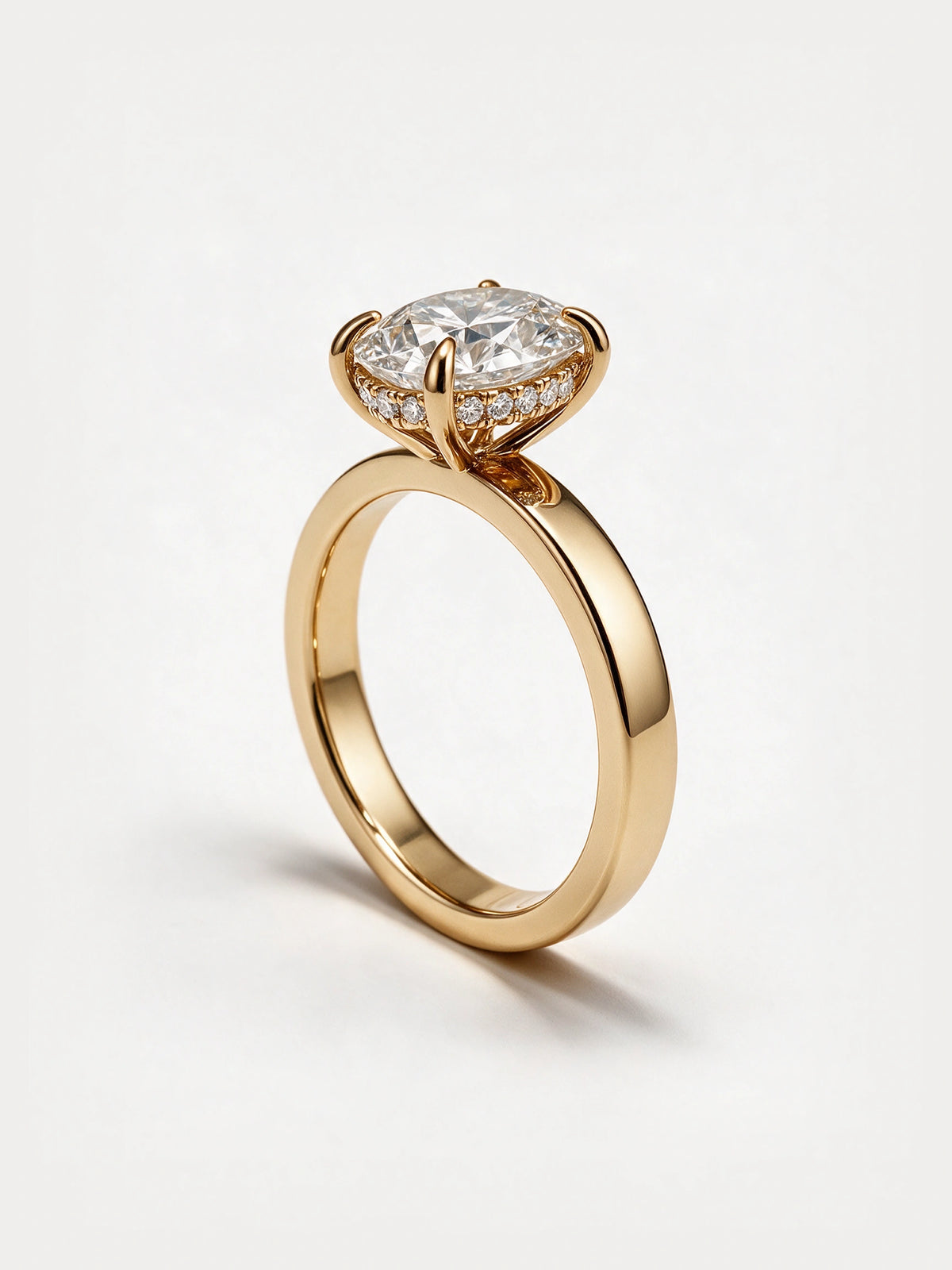 Solitaire Hidden Halo Engagement Ring Oval