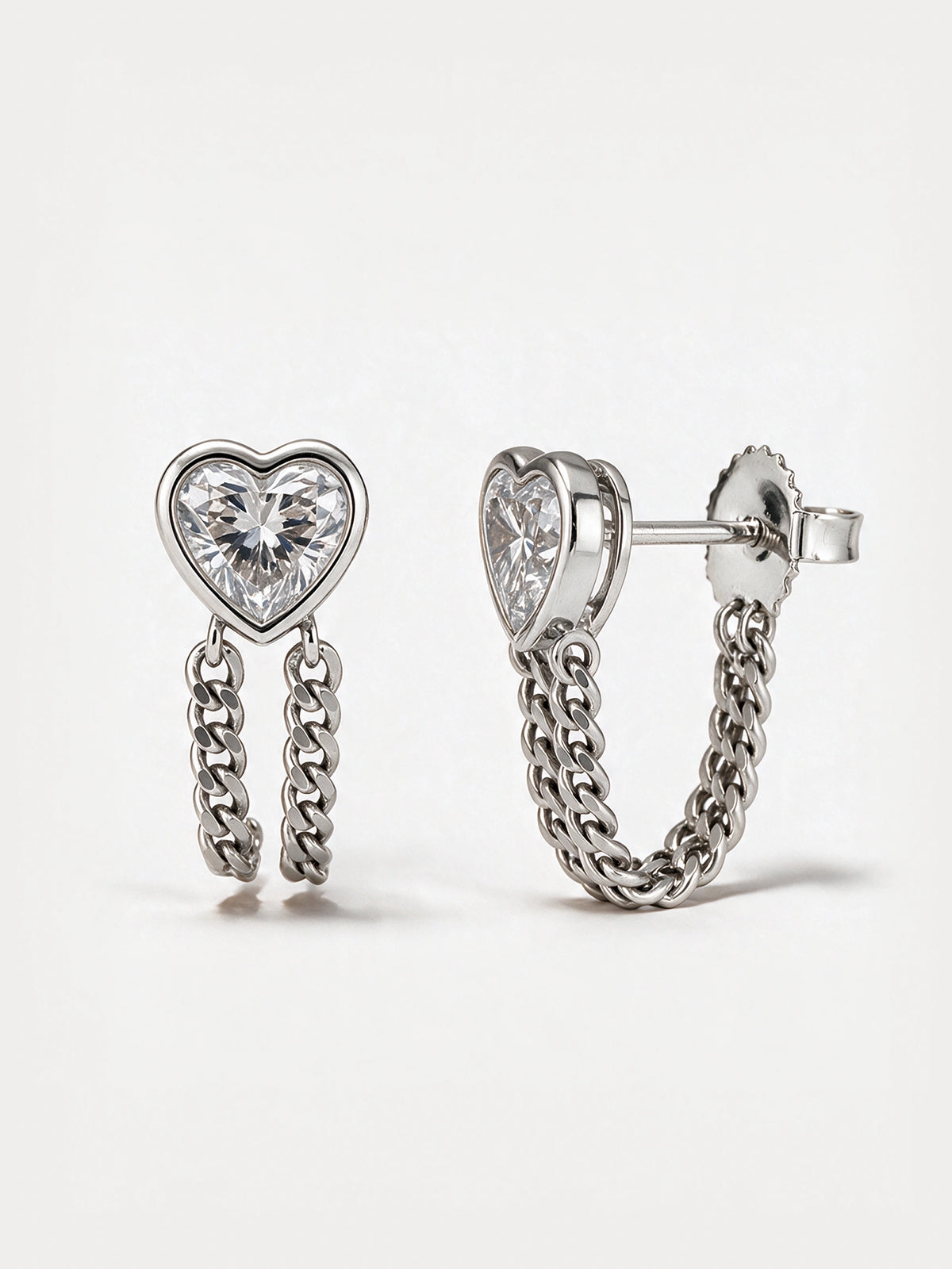 Heart Chain Drop Earrings