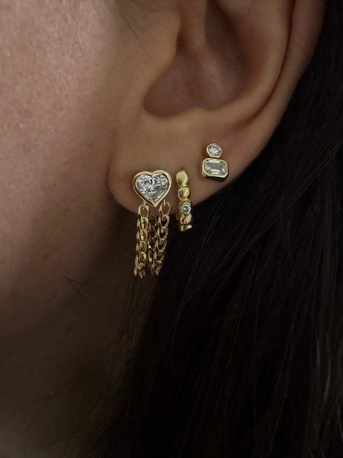 Heart Chain Drop Earrings